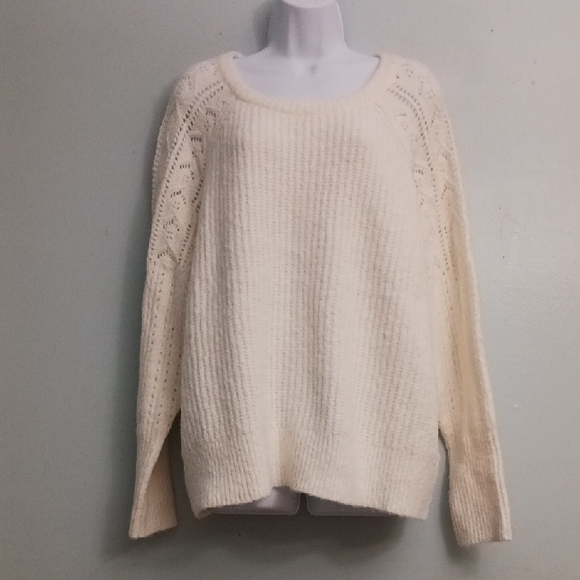 Lucky Brand size 2X women's 4% wool blend cream knit sweater. - Picture 1 of 17